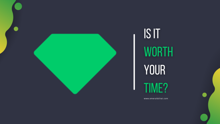 Emerald Chat logo Beside "Is it worth your time?"