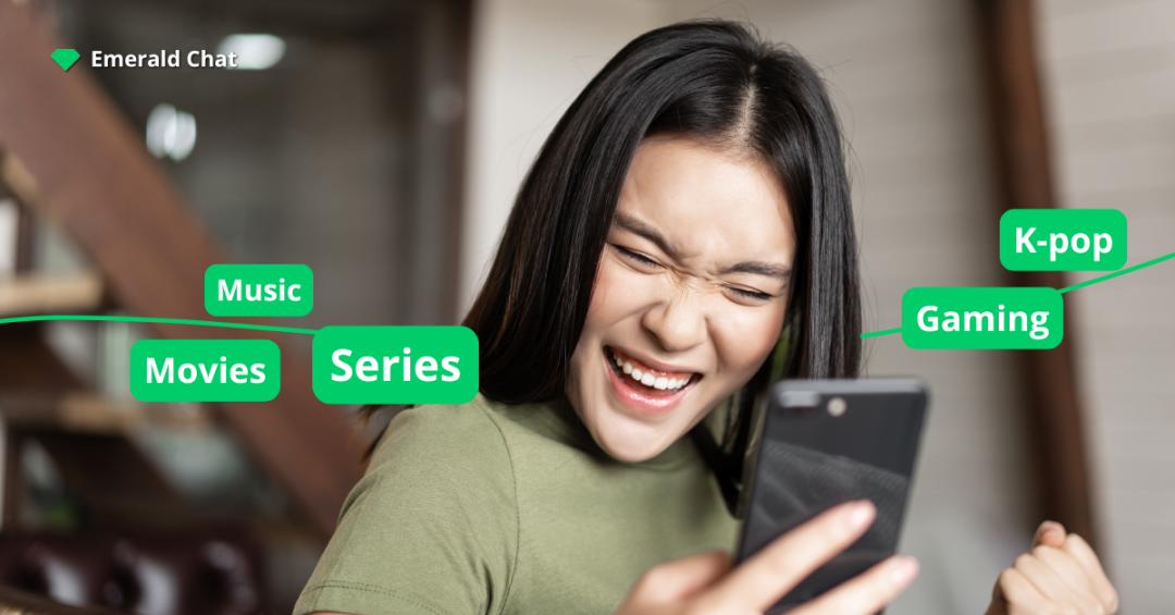 a happy woman with a phone