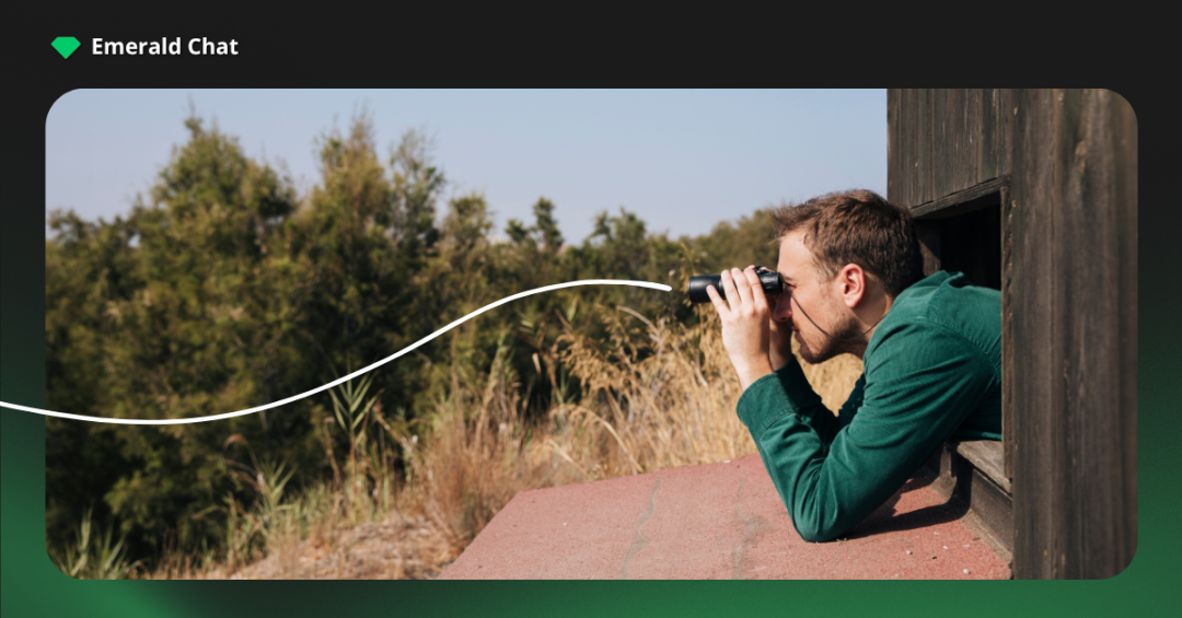 Man looking into the distance with binoculars, symbolizing reflection and self-awareness during the process of outgrowing friendships quietly.
