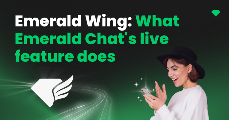 Host and co-host on camera in a live Emerald Wing session on Emerald Chat